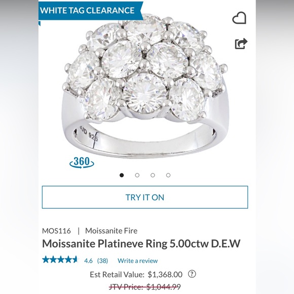 Moissanite Platineve Ring 5.00ctw D.E.W. NWOT! - Picture 1 of 6